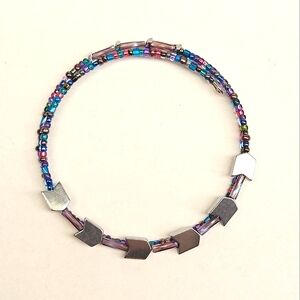Colorful Chevron Beaded Memory Wire Bracelet